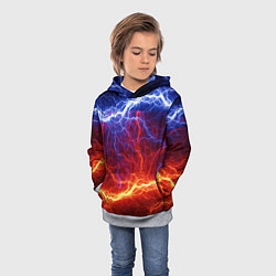 Толстовка-худи детская Лёд и огонь, цвет: 3D-меланж — фото 2