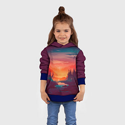 Толстовка-худи детская Minimal forest sunset, цвет: 3D-синий — фото 2
