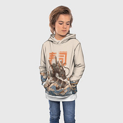 Толстовка-худи детская Sushi dragon, цвет: 3D-белый — фото 2