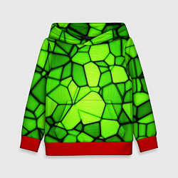 Толстовка-худи детская Зеленая мозаика, цвет: 3D-красный