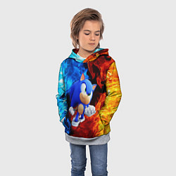 Толстовка-худи детская SONIC, цвет: 3D-меланж — фото 2