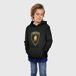 Толстовка-худи детская Lamborghini logo n carbone, цвет: 3D-синий — фото 2