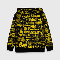 Толстовка-худи детская Логотипы рок групп GOLD, цвет: 3D-черный