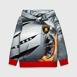 Толстовка-худи детская Lamborghini, цвет: 3D-красный