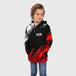Толстовка-худи детская MASS EFFECT N7, цвет: 3D-красный — фото 2