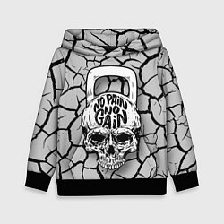 Толстовка-худи детская No pain no gain, цвет: 3D-черный