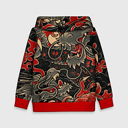 Толстовка-худи детская Dsquared tatoo DRAGON, цвет: 3D-красный