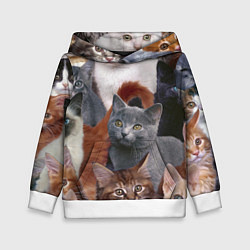 Толстовка-худи детская КОТЯТКИ, цвет: 3D-белый