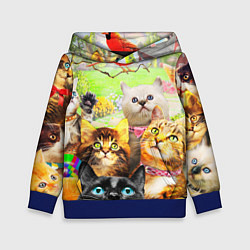 Толстовка-худи детская КОТЫ, цвет: 3D-синий