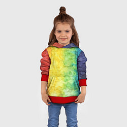 Толстовка-худи детская Разноцветный акварель градиент, цвет: 3D-красный — фото 2