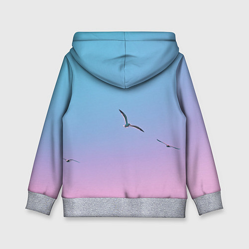 Детская толстовка Чайки птицы полет градиент / 3D-Меланж – фото 2