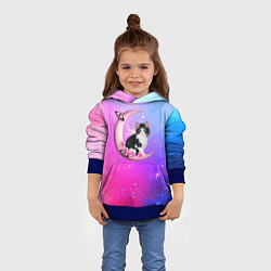 Толстовка-худи детская Котик На Луне, цвет: 3D-синий — фото 2