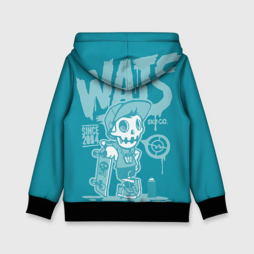 Детская толстовка Граффити Wats череп в кепке / 3D-Черный – фото 2