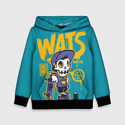 Толстовка-худи детская Граффити Wats череп в кепке, цвет: 3D-черный