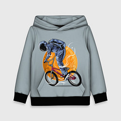 Толстовка-худи детская Космический велосипедист Z, цвет: 3D-черный