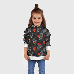 Толстовка-худи детская Красные цветы, цвет: 3D-белый — фото 2