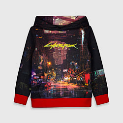 Толстовка-худи детская CYBERPUNK 2077:КИБЕРПАНК S, цвет: 3D-красный