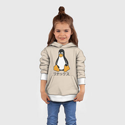 Толстовка-худи детская Linux, цвет: 3D-белый — фото 2
