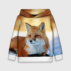 Толстовка-худи детская Лиса, цвет: 3D-белый