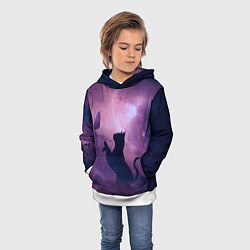 Толстовка-худи детская Кошка играет с бабочкой, цвет: 3D-белый — фото 2