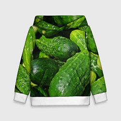 Толстовка-худи детская Огурцы, цвет: 3D-белый