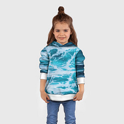 Толстовка-худи детская Вода волны пена море, цвет: 3D-белый — фото 2