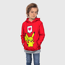 Толстовка-худи детская Pikachu Pika Pika, цвет: 3D-меланж — фото 2