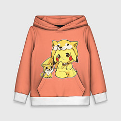 Толстовка-худи детская Pikachu Pika Pika, цвет: 3D-белый