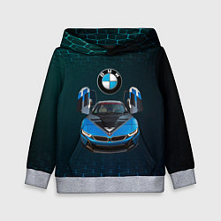 Толстовка-худи детская BMW i8 Turbo тюнинговая цвета 3D-меланж — фото 1
