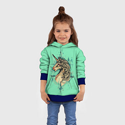 Толстовка-худи детская Единорог акварель, цвет: 3D-синий — фото 2