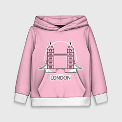 Толстовка-худи детская Лондон London Tower bridge, цвет: 3D-белый