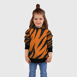Толстовка-худи детская Текстура тигра, цвет: 3D-черный — фото 2