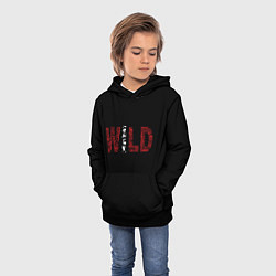 Толстовка-худи детская WILD надписями, цвет: 3D-черный — фото 2
