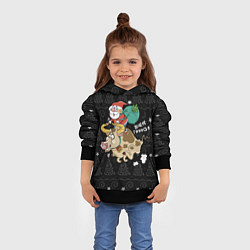 Толстовка-худи детская Санта на олене, цвет: 3D-черный — фото 2