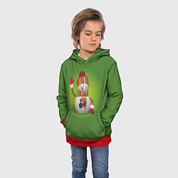 Толстовка-худи детская Снеговик green, цвет: 3D-красный — фото 2