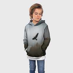 Толстовка-худи детская Орёл над лесом, цвет: 3D-белый — фото 2