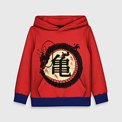 Толстовка-худи детская Иероглифы Китайский Дракон, цвет: 3D-синий