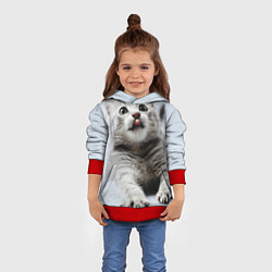 Толстовка-худи детская Серый котенок, цвет: 3D-красный — фото 2