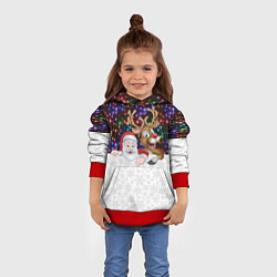 Толстовка-худи детская Новый Год, цвет: 3D-красный — фото 2