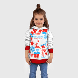 Толстовка-худи детская Merry Christmas and HNY, цвет: 3D-красный — фото 2