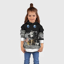 Толстовка-худи детская Высадка На Луну, цвет: 3D-белый — фото 2