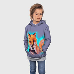 Толстовка-худи детская Лиса с кофе, цвет: 3D-меланж — фото 2