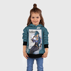 Толстовка-худи детская Кэйа - Genshin Impact, цвет: 3D-черный — фото 2