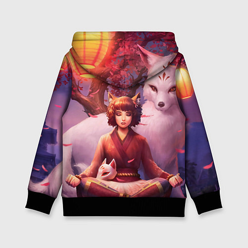 Детская толстовка Девушка-лиса / 3D-Черный – фото 2