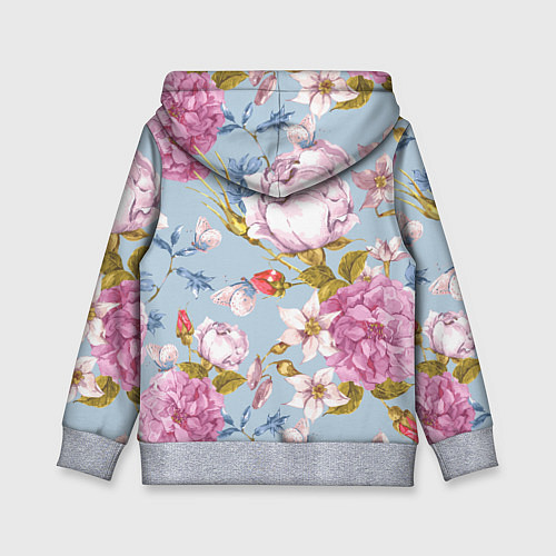 Детская толстовка Цветы / 3D-Меланж – фото 2