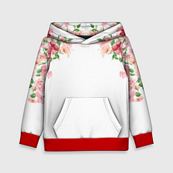 Толстовка-худи детская Цветы, цвет: 3D-красный
