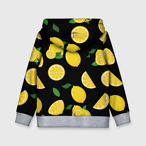 Детская толстовка Лимоны на чёрном / 3D-Меланж – фото 2