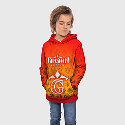 Толстовка-худи детская GENSHIN IMPACT, цвет: 3D-красный — фото 2