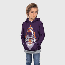 Толстовка-худи детская Космонавт ест бургер, цвет: 3D-меланж — фото 2