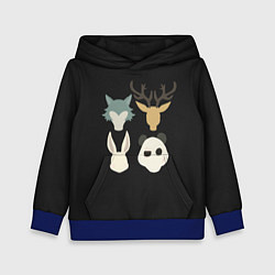 Толстовка-худи детская Выдающиеся звери Минимализм, цвет: 3D-синий